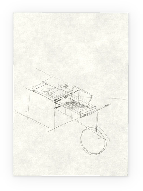 Sketchbook page: counter section