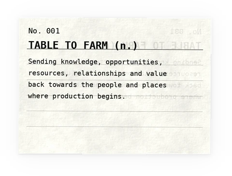 No. 001: Table to Farm (n.)